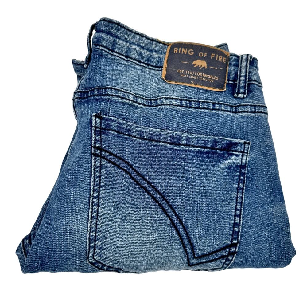 Ring of Fire Jeans Mens 32x30 (31x29 ACTUAL) Skinny Distressed Blue Denim